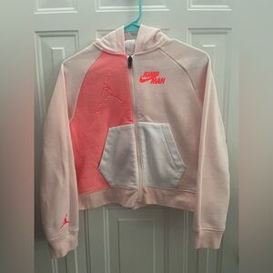 Jordan Big Jumpman x Nike full-zip hoodie in Atmosphere/Neon Pink. Youth Large.